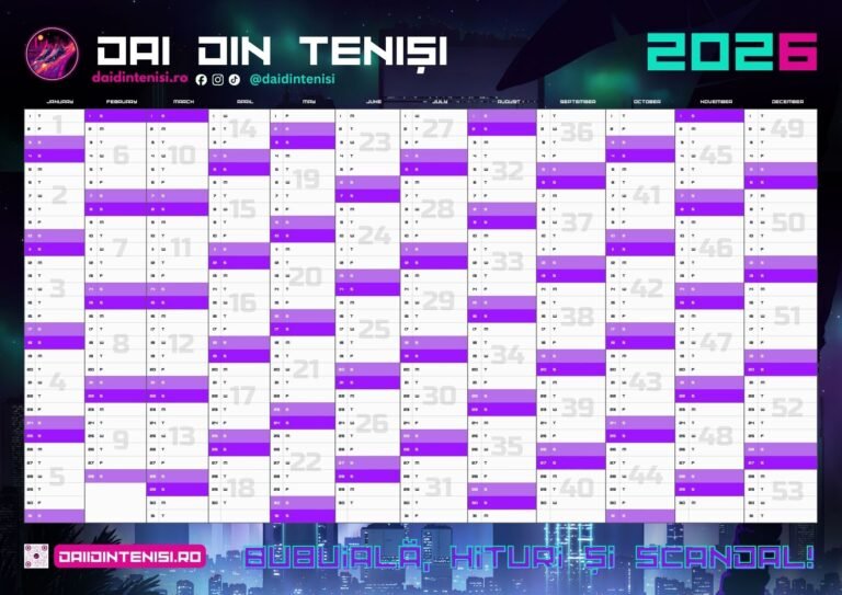 Calendar pentru Dai din tenisi