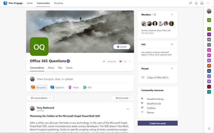 Viva Engage Feed Screen